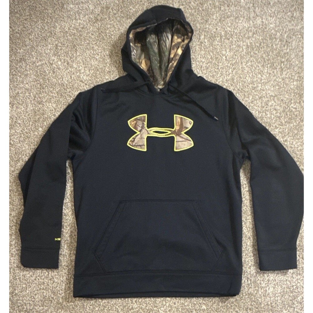 Under Armour Storm1 ColdGear Hoodie Mens M Black Realtree Camo Logo Hunting
